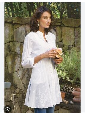 Soft Surroundings Josephine White Shirt Sz L